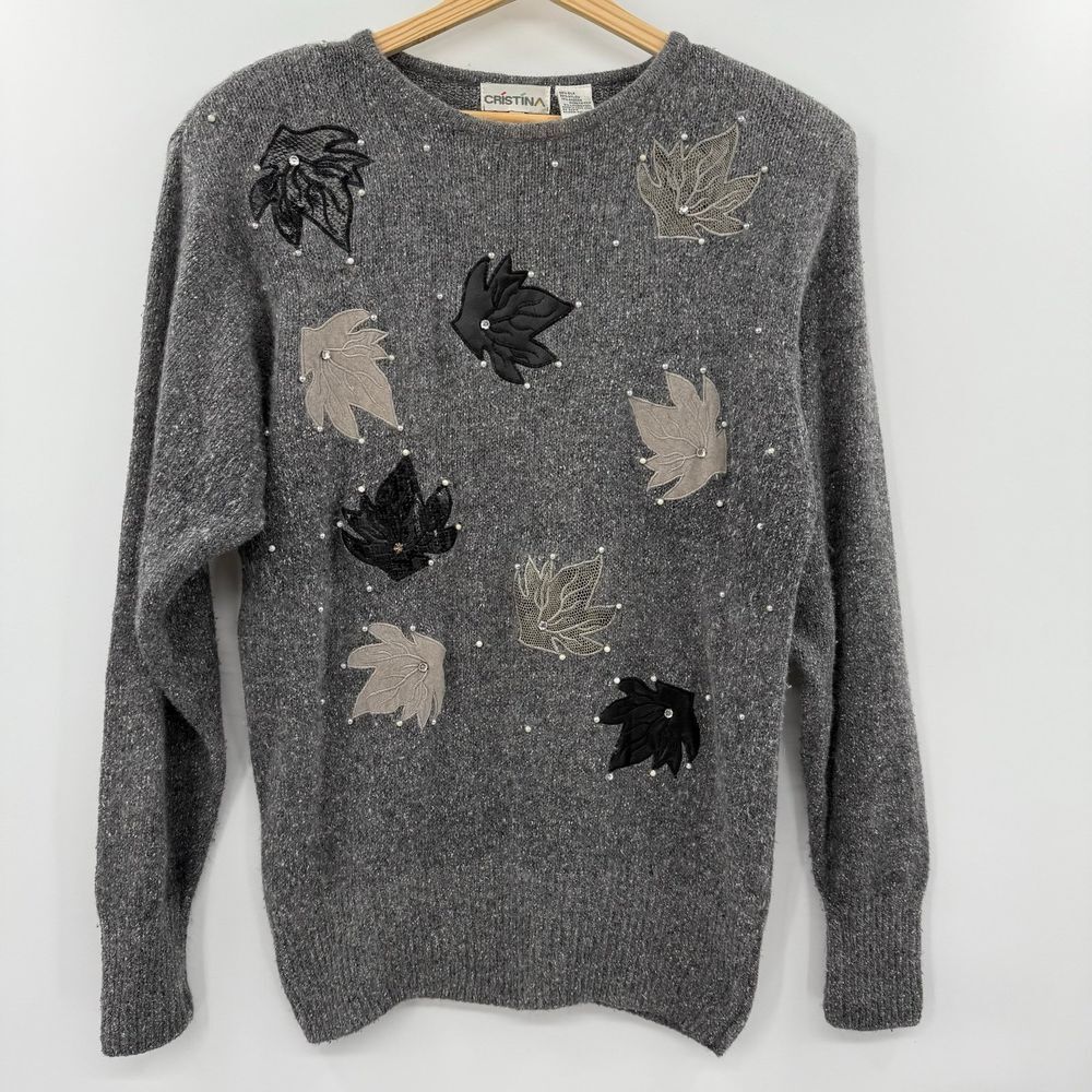 Vintage Cristina 80's 90's silk wool angora blend‎ sweater large